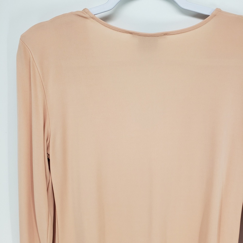Armani Exchange Draped V-Neck Top Womens S Peach Long Sleeve Minimalist Blouse - Picture 6 of 8